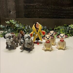 Disney 101 Dalmatian Dog Figurine Set with Cruella De Vil